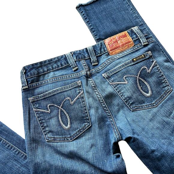 Womens Lucky Brand Lola Straight Run Stitch Jeans 2/26 Frayed Hem Low Rise - Picture 5 of 14